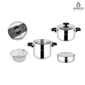 Cook Master 7 Parça Çok Fonksiyonlu Paslanmaz Çelik Buharlı Düdüklü Tencere Seti thumbnail 1