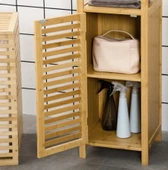 Bambu Banyo Dolabı 5 Raflı Kapaklı Banyo Düzenleme Dolabı Havlu Dolabı thumbnail 5