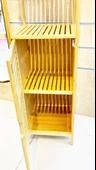 Bambu Banyo Dolabı 5 Raflı Kapaklı Banyo Düzenleme Dolabı Havlu Dolabı thumbnail 3