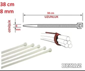 Pemsan 38cm x 8mm Plastik Cırt Kelepçe (Kablo Bağı) Beyaz - 1