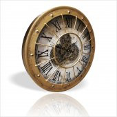 En Güzel Nefis Şahane Eşsiz 50c Hediyelik Cam Muhafazalı Büyük Dönen Dişli Çarklı Aynalı Duvar Saati thumbnail 1