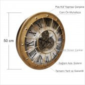 En Güzel Nefis Şahane Eşsiz 50c Hediyelik Cam Muhafazalı Büyük Dönen Dişli Çarklı Aynalı Duvar Saati thumbnail 2