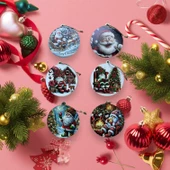 yılbaşı süsleri,ahşap yılbaşı ağacı süsü,6 adet yılbaşı süsü - 4