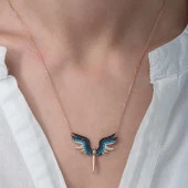 Bayan Melek Gümüş Kolye - 1