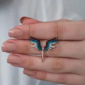 Bayan Melek Gümüş Kolye - 10