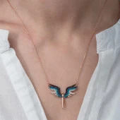 Bayan Melek Gümüş Kolye - 12