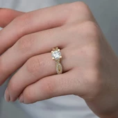 Altın Kaplama Gümüş Tektaş Yüzük - 3