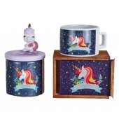 Gülümseyen Gökkuşağı Unicorn Biblolu Kalemlik Unicorn Kutulu Kupa Hediye Seti - 1