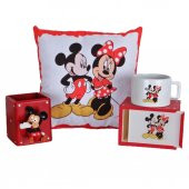 Mickey Mouse Minnie Mouse Yastık ve Kutulu Kupa Mickey Mouse Biblolu Kalemlik Set - 1