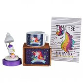 Unicorn   Ahşap Kutulu Kupa Unicorn Defter ve Unicorn Işıklı Biblo Hediye Seti - 1