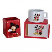 Mickey Mouse Puantiye Biblolu Kalemlik Mickey Minnie Kutulu Kupa Hediye Seti - 1