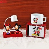 Mickey Mouse Minnie Mouse Işıklı Biblo Masa Gece Lambası Mickey Minnie Kutulu Kupa Hediye Seti - 1