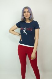 Teknur Taytlı Pijama Takımı Lacivert-Kırmızı - 1