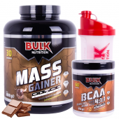 Mass Gainer 3 KG - BCAA 60 Servis Şeftali Bulk Nutrition Kalite ve Güvencesiyle + Shaker - 1
