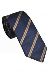 Brianze Vizon Çizgili Lacivert Mendilli Kravat thumbnail 2