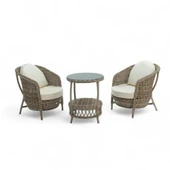 Conjunto Rattan Dedikodu Balkon Bahçe Takımı 2+1 Rehome thumbnail 2