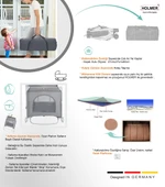 HOLMER Coolstyle (Deluxe Kumaş) Premium Cibinlikli Dönenceli Anne Yanı/Oyun Parkı/Park Yatak 70x110cm Gri thumbnail 7