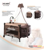 HOLMER Coolstyle (Anne Yanı -Deluxe Kumaş) Cibinlikli Dönenceli Oyun Parkı 70x110cm Bej + Aloevera Yatak thumbnail 3