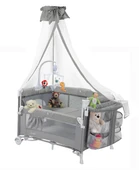 HOLMER Coolstyle (Deluxe Kumaş) Premium Cibinlikli Dönenceli Anne Yanı/Oyun Parkı/Park Yatak 70x110cm Gri thumbnail 2