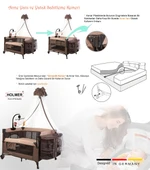 HOLMER Coolstyle (Deluxe Kumaş) Premium Cibinlikli Dönenceli Anne Yanı/Oyun Parkı/Park Yatak 70x110cm Bej thumbnail 4
