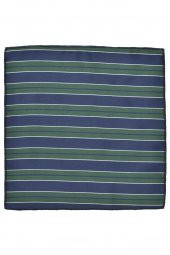 Brianze  Çizgili Lacivert Yeşil Mendilli Kravat thumbnail 4