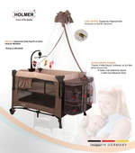 HOLMER Coolstyle (Deluxe Kumaş) Premium Cibinlikli Dönenceli Anne Yanı/Oyun Parkı/Park Yatak 70x110cm Bej thumbnail 6