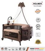 HOLMER Coolstyle (Deluxe Kumaş) Premium Cibinlikli Dönenceli Anne Yanı/Oyun Parkı/Park Yatak 70x110cm Bej thumbnail 1
