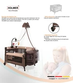 HOLMER Coolstyle (Deluxe Kumaş) Premium Cibinlikli Dönenceli Anne Yanı/Oyun Parkı/Park Yatak 70x110cm Bej thumbnail 5