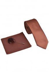 Brianze Kiremit Kravat Mendil Yaka Çiçeği Set thumbnail 3