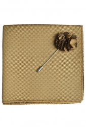 Brianze Gold Kravat Mendil Yaka Çiçeği Set - 4