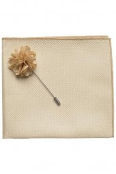 Brianze Ekru Kravat Mendil Yaka Çiçeği Set thumbnail 4