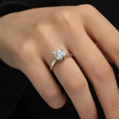 4 Tırnak Swarovski Taşlı Gümüş  Yüzük thumbnail 6