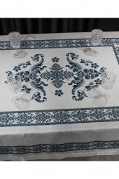 Suna Dikdörtgen Baskılı Masa Örtüsü Petrol thumbnail 7