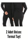Unisex Siyah Kadın Erkek İçlik İçi Peluş Lu Kışlık Termal Tayt Kadın Tayt erkek Tayt - 4