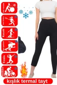 Termal Kışlık Kadın Siyah Thermal Içi Polarlı Şardonlu Termal Tayt Çorap - 1