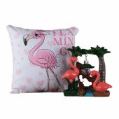 Flamingoların Aşkı Işıklı Biblo Flamingo Puf Yastık Seti - 1