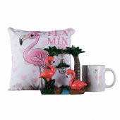 Flamingo Işıklı Biblo Flamingo Puf Yastık Flamingo Kupa Seti - 1