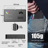 HyMark RGB-CL120 LED Video Fotoğraf Dolgu Işığı 9000K LCD Ekran 20 Efekt DSLR Vlog Canlı Yayın thumbnail 3