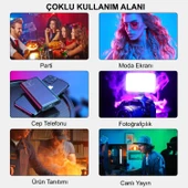 HyMark RGB-CL120 LED Video Fotoğraf Dolgu Işığı 9000K LCD Ekran 20 Efekt DSLR Vlog Canlı Yayın thumbnail 6