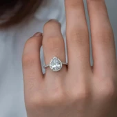 Damla Taşlı 925 Gümüş Tektaş Yüzük - 2