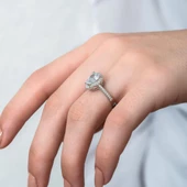 Damla Taşlı 925 Gümüş Tektaş Yüzük - 6