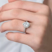 Damla Taşlı 925 Gümüş Tektaş Yüzük - 11