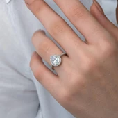 Damla Taşlı 925 Gümüş Tektaş Yüzük - 9