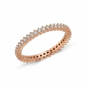 Gümüş İnce Rose Kaplama Tamtur Yüzük - 1