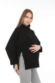 Luvmabelly MYRA4280 Fermuarlı Hamile Sweatshirt -Siyah - 1