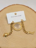 Yılan Temalı Altın Renkli Çelik Küpe (54522) thumbnail 3