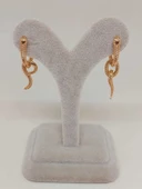 Yılan Temalı Altın Renkli Çelik Küpe (54528) thumbnail 2