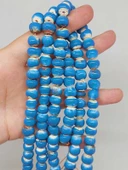 Mavi Renk Sırlı Seramik Boncuk Dizi 8-9mm/29cm (54258) thumbnail 2