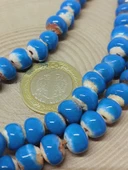 Mavi Renk Sırlı Seramik Boncuk Dizi 8-9mm/29cm (54258) thumbnail 3