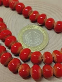 Kırmızı Renk Sırlı Seramik Boncuk Dizi 8-9mm/30cm (54284) thumbnail 3